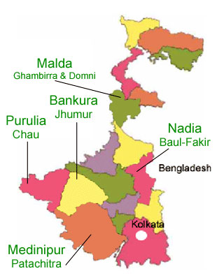 Map of Kolkata and Gorbhanga Village, Nadia, W. Bengal.